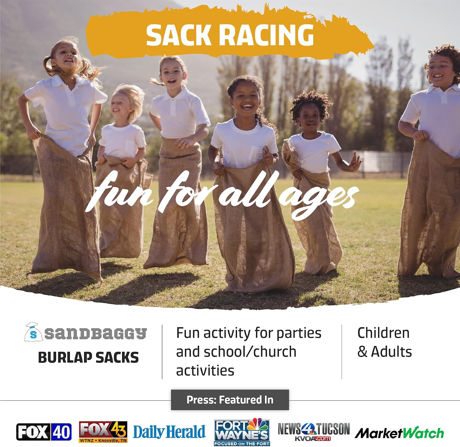 Sandbaggy - Large Burlap Bags 24" x 40" - Potato Sack Race Bags for Kids & Adults - Premium Quality Jute for Vegetables