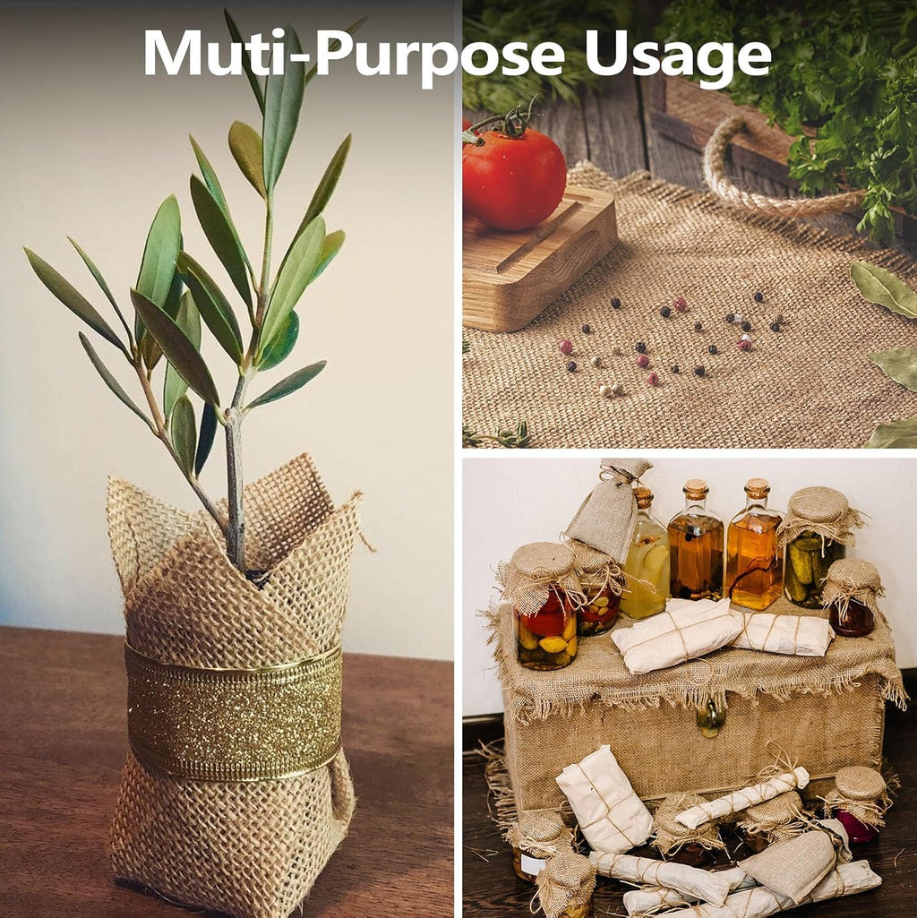 60" x 50 feet Burlap Fabric Roll – Multipurpose Burlap Tree Wrap, Natural Jute Garden Fabric for Outdoor Plant Cover