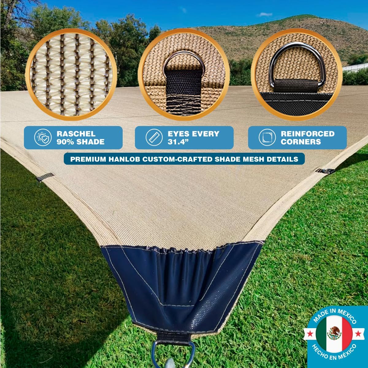 90% Shade Cloth – FT Durable HDPE Mesh Tarp with Grommets, UV Protection Sunblock Net for Garden, Greenhouse, Patio