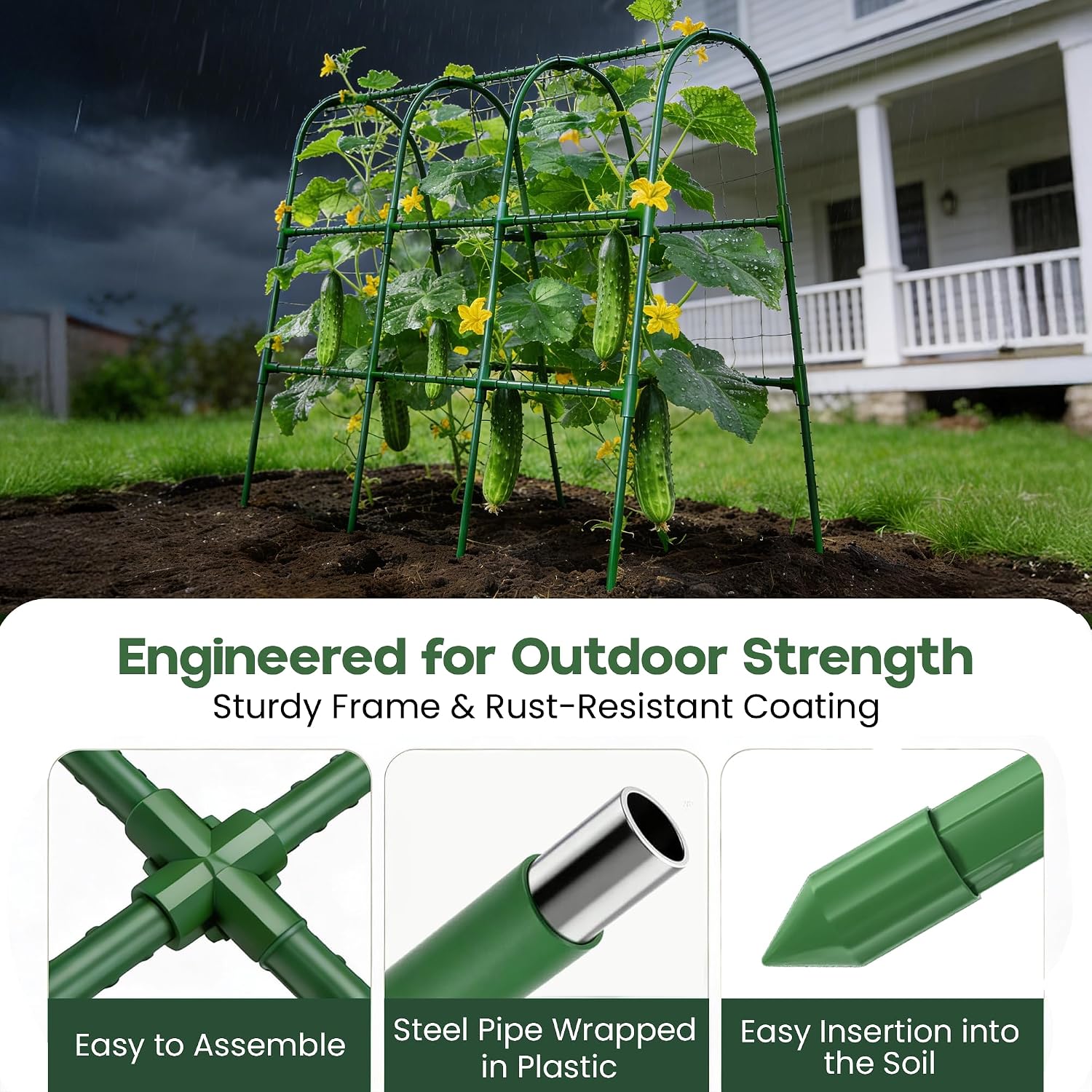 48x48 Cucumber Trellis for Raised Bed - U Shape Vegetable Garden Trellis for Climbing Plants Outdoor - Support for