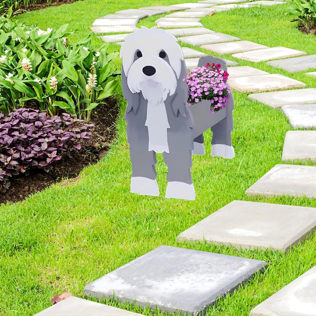 Baba Collie Dog Planter Pots, Animal Shaped Flower Pot | Cute Plant Gift for Women and Pet Lovers, Indoor Outdoor