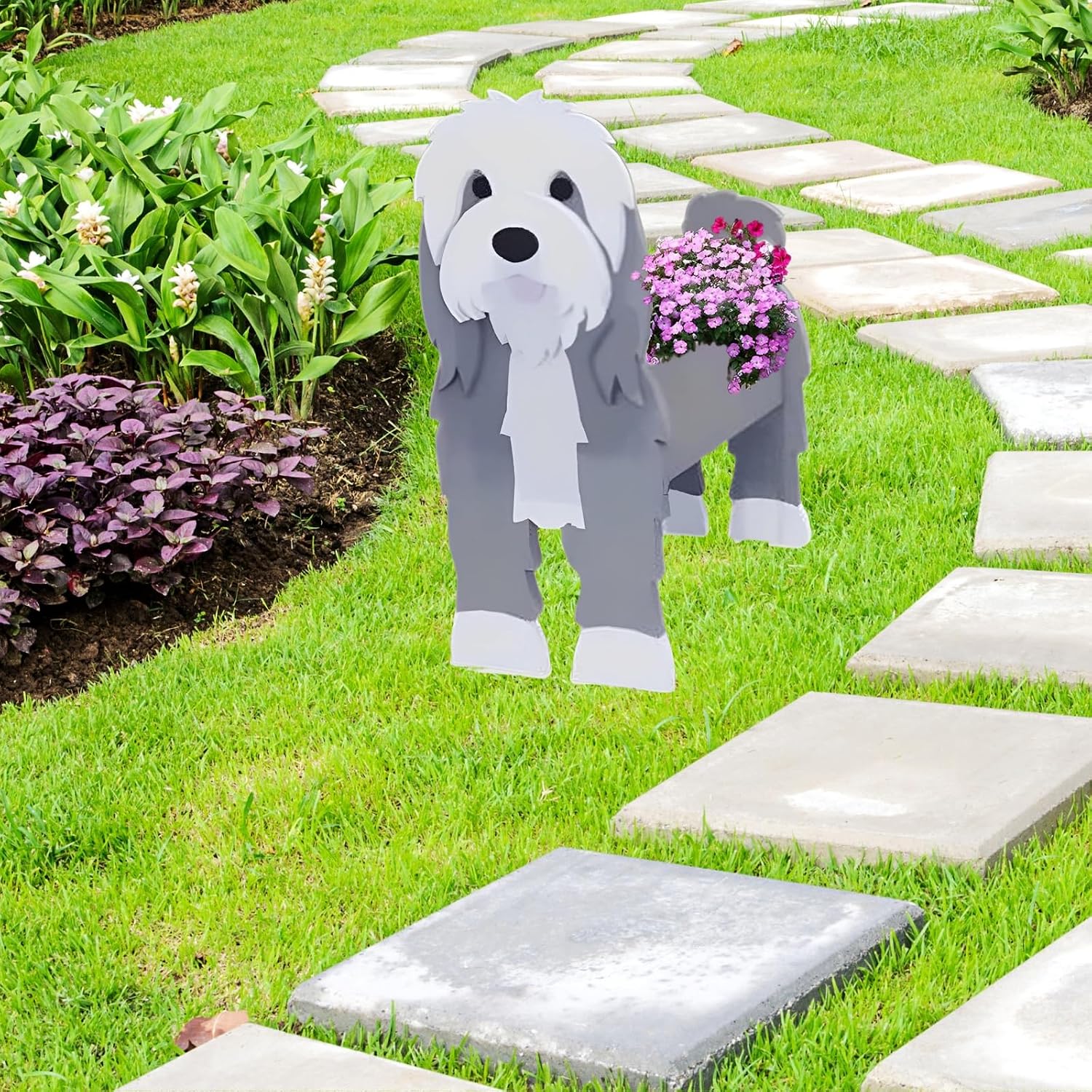 Baba Collie Dog Planter Pots, Animal Shaped Flower Pot | Cute Plant Gift for Women and Pet Lovers, Indoor Outdoor
