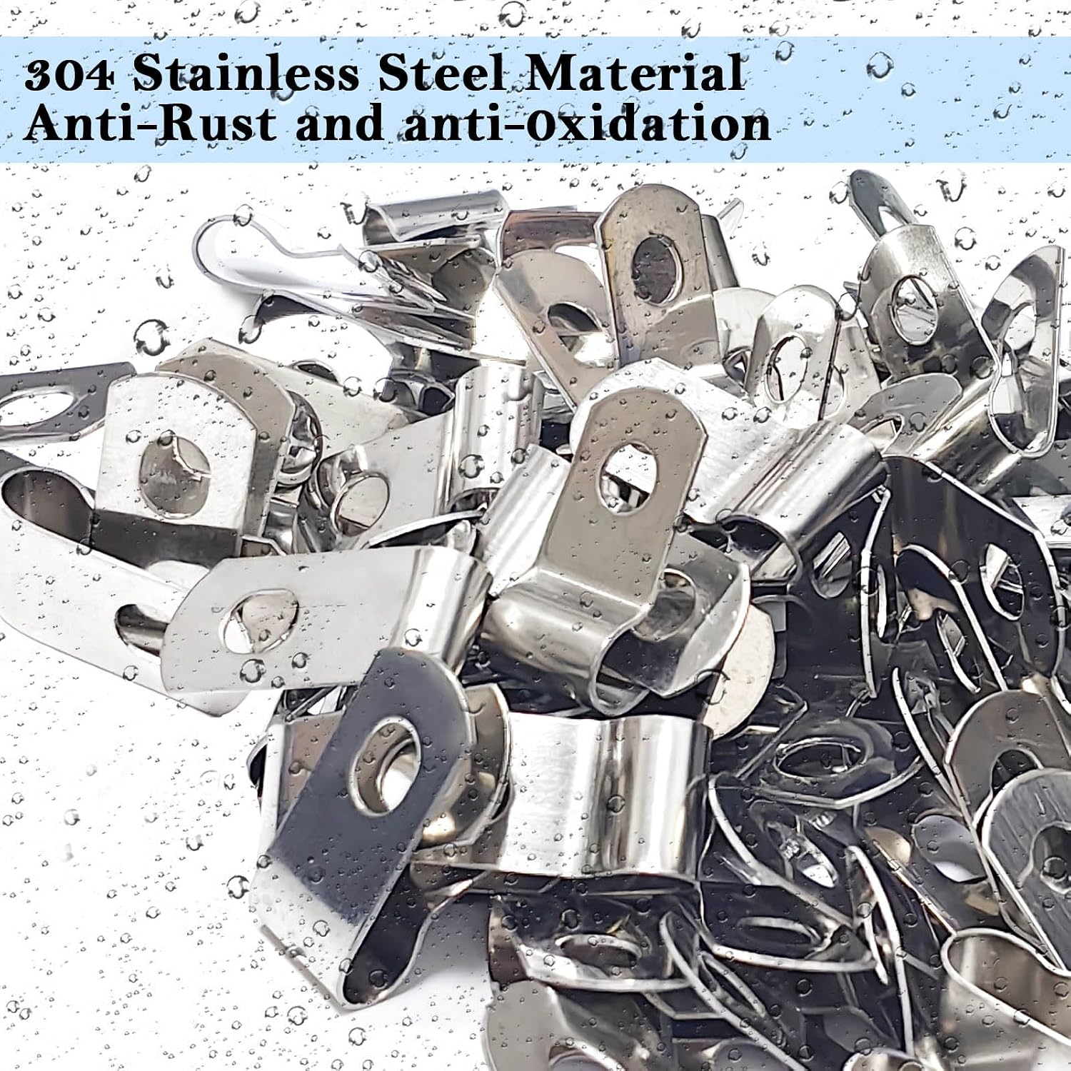 BESTEEL Upgraded 200 Pcs T304 Stainless Steel Wire Clips Cord Clamp Agricultural Fencing Fence Wire Clamps for 4, 6, 8