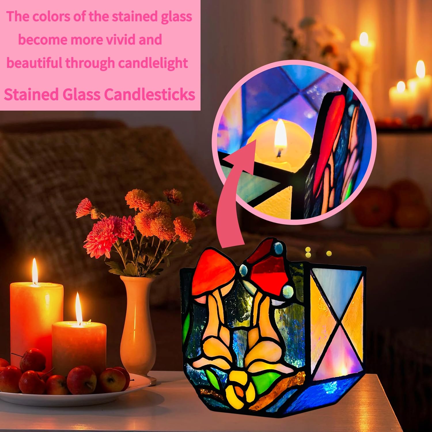 Mushroom Lady Body Plant Pots,Flower Pot with Drainage Hole, Stained Glass Mushroom Lady Yoga Pose Decoration