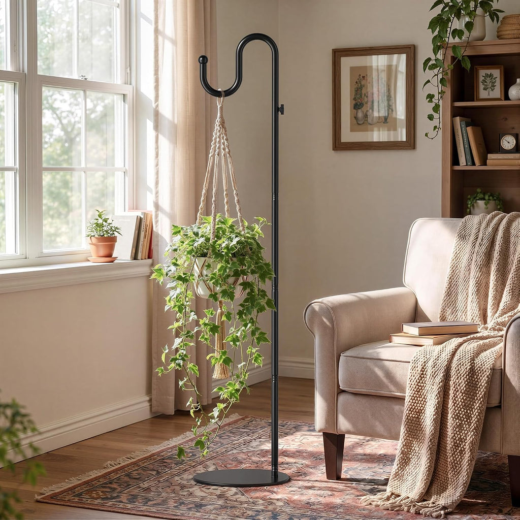 74" Shepherds Hook Stand: Hanging Bird Feeders, Wind Chimes, Plants | Heavy Duty, Free Standing, Adjustable Pole Holder