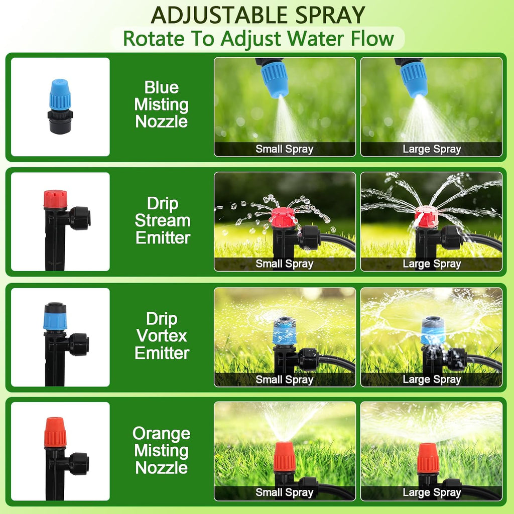 230FT Quick-Connect Drip Irrigation System Kit - 33FT 1/2" Main Tube & 197FT 1/4" Drip Line, Automatic Garden Watering