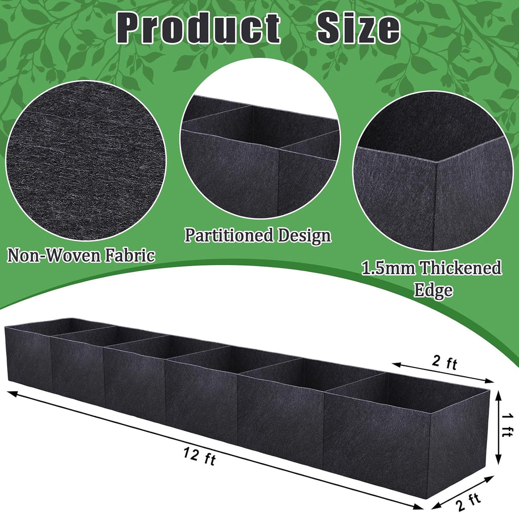 POILKMNI 12x2x1ft Fabric Raised Garden Bed | Outdoor Planter Box Non-Woven Fabric Patio Planting Bed Garden Grow Bed