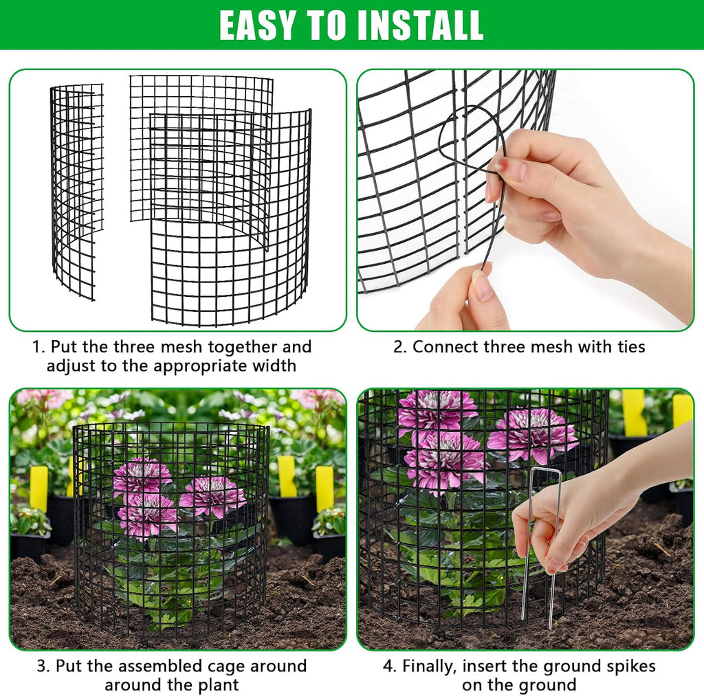 5 Pack Plant Protectors from Animals, 13x12" Plant Cages for Outdoor Plants | Wire Plant Protector, Thick Metal