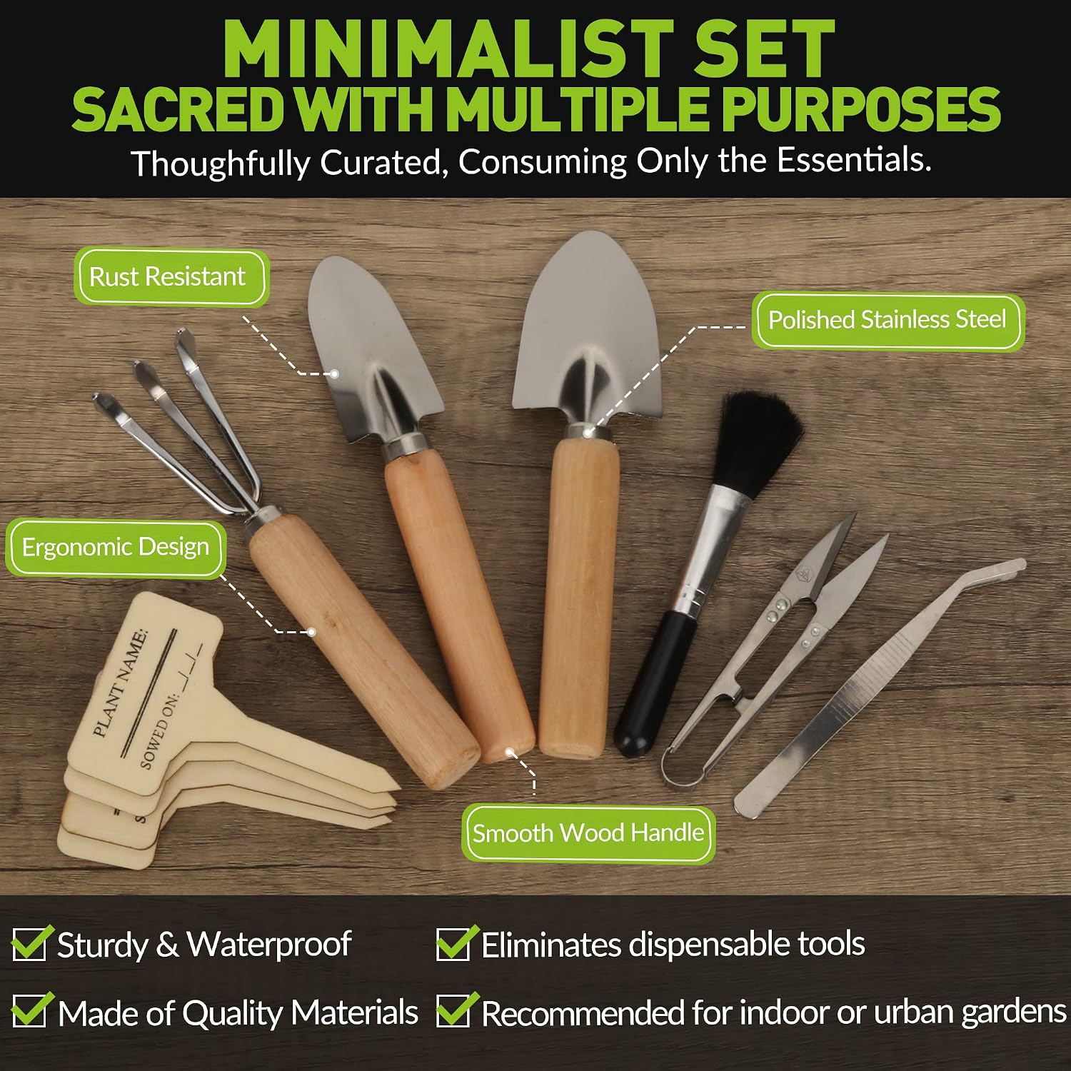 Indoor Garden Tools for Gardening - KiiZYS 12-Piece Small Garden Tools Set - Indoor Gardening Gifts for Women - Mini
