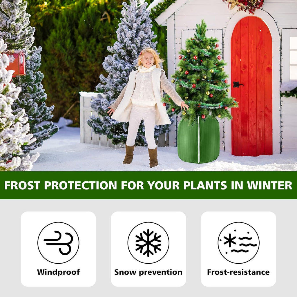 2 Pcs Large Plant Pot Covers for Winter Potted Plant Freeze Protection Cover Frost Jacket with Zipper Drawstring to