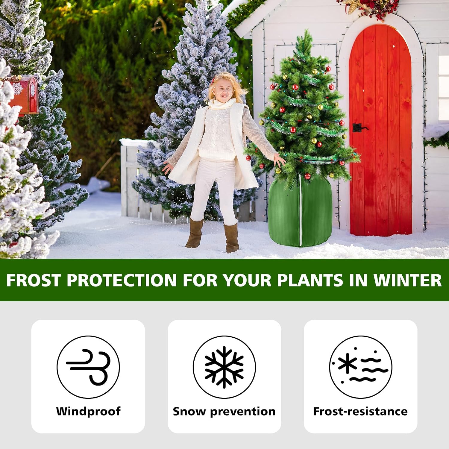 2 Pcs Large Plant Pot Covers for Winter Potted Plant Freeze Protection Cover Frost Jacket with Zipper Drawstring to
