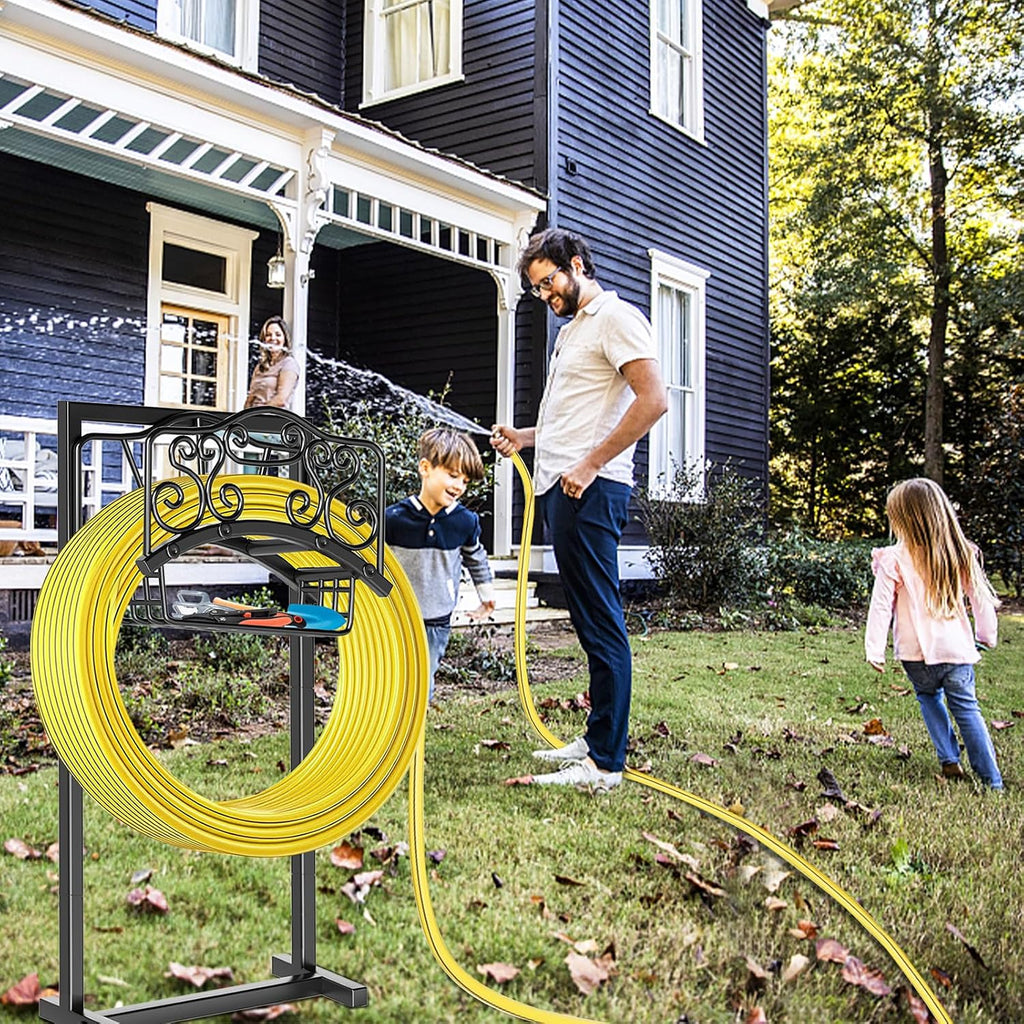 Garden Hose Holder - Upgraded Water Hose Holder Holds, Heavy Duty Metal Freestanding Hose Stand Sturdy, Detachable