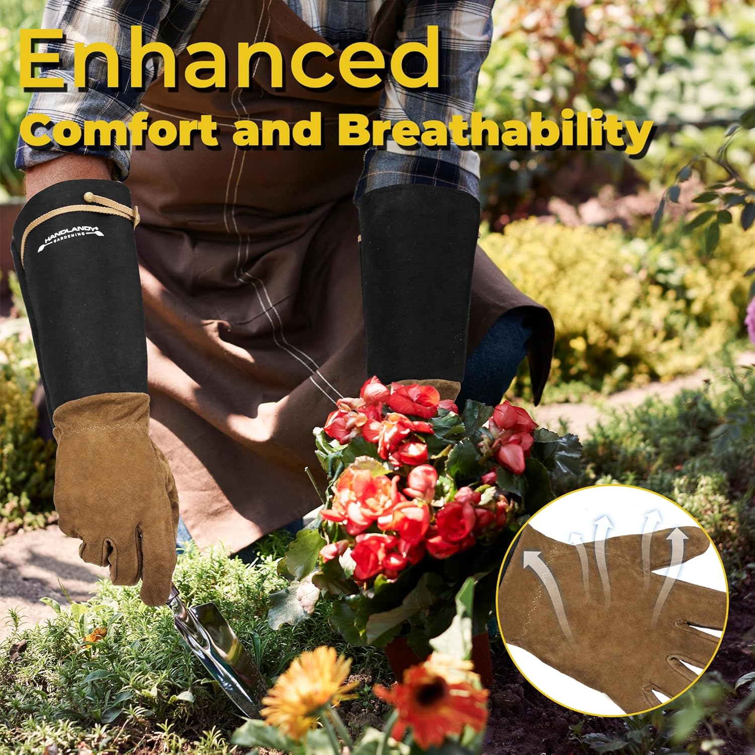 HANDLANDY Rose Pruning Gloves for Men Women, Thorn Proof Gardening Gloves | Long Leather Gardening Gloves, Breathable