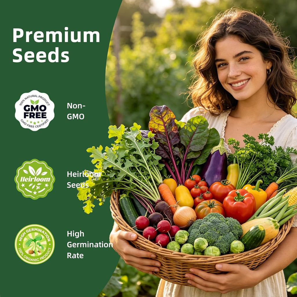Vegetable Heirloom Seeds Vault Kit | 40 Varieties | 20,000+ High Yield Garden Seeds | Sweet Basil, Cherry Tomato