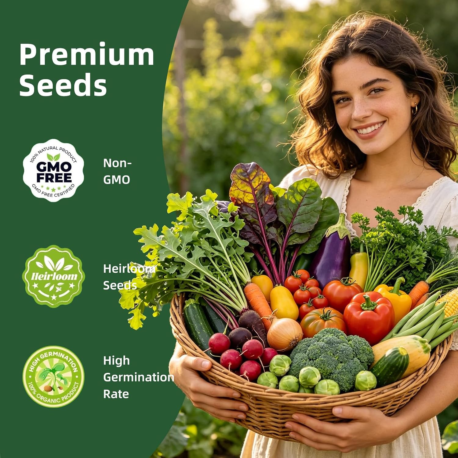 Vegetable Heirloom Seeds Vault Kit | 40 Varieties | 20,000+ High Yield Garden Seeds | Sweet Basil, Cherry Tomato
