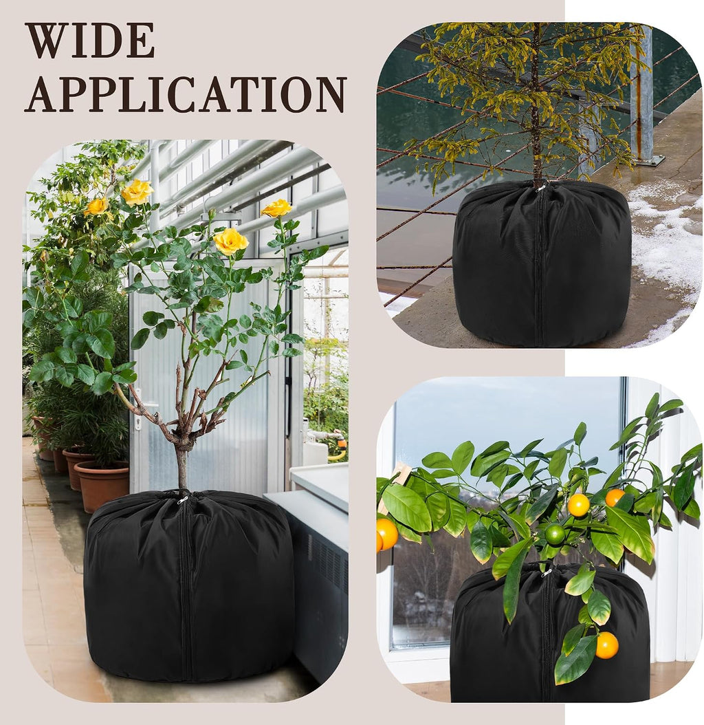 UNIFAMILY 2Pack Plant Pot Covers for Pot Insulation with Drawstring and Zipper, Winter Plant Covers Freeze Protection