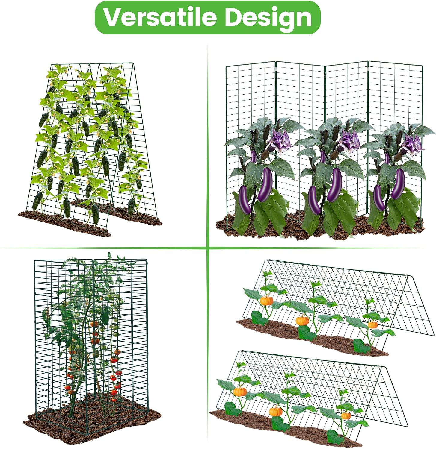 Foldable Cucumber Trellis 48" L x 34" W | A-Frame Trellis, Climbing Plants Support Raised Bed Trellis with Twist Ties &