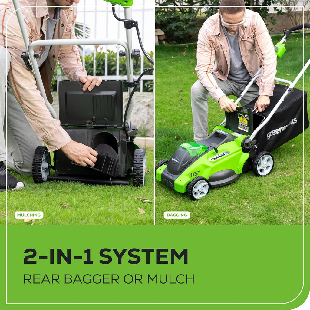 Greenworks 40V 16 in Push Lawn Mower, 4.0 Ah Battery and Charger