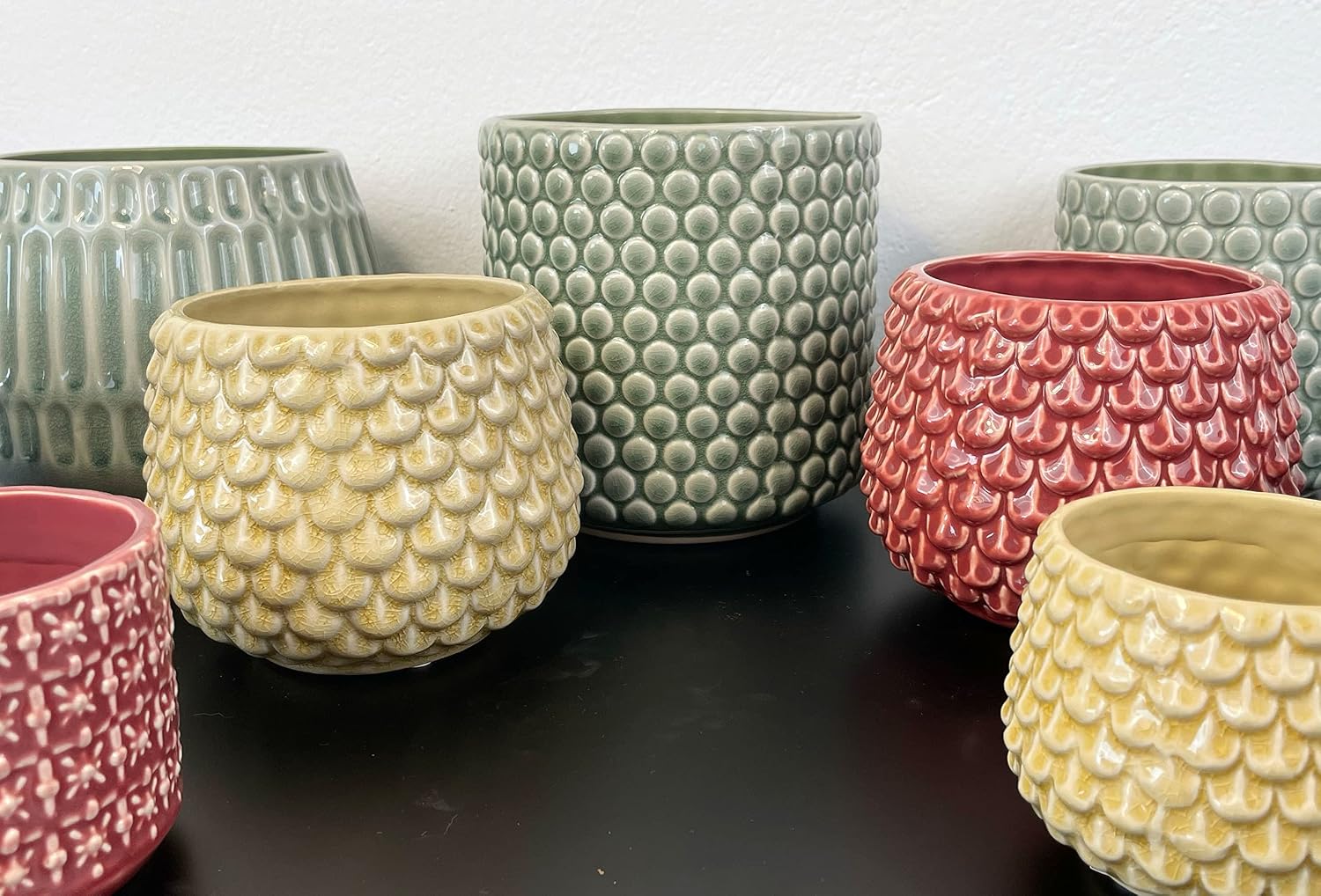 Nordring Stoneware Flower Pot – 6’’ White Planter with Polka Dots – Modern Ceramic Pot with Crackle Glaze – No Drainage