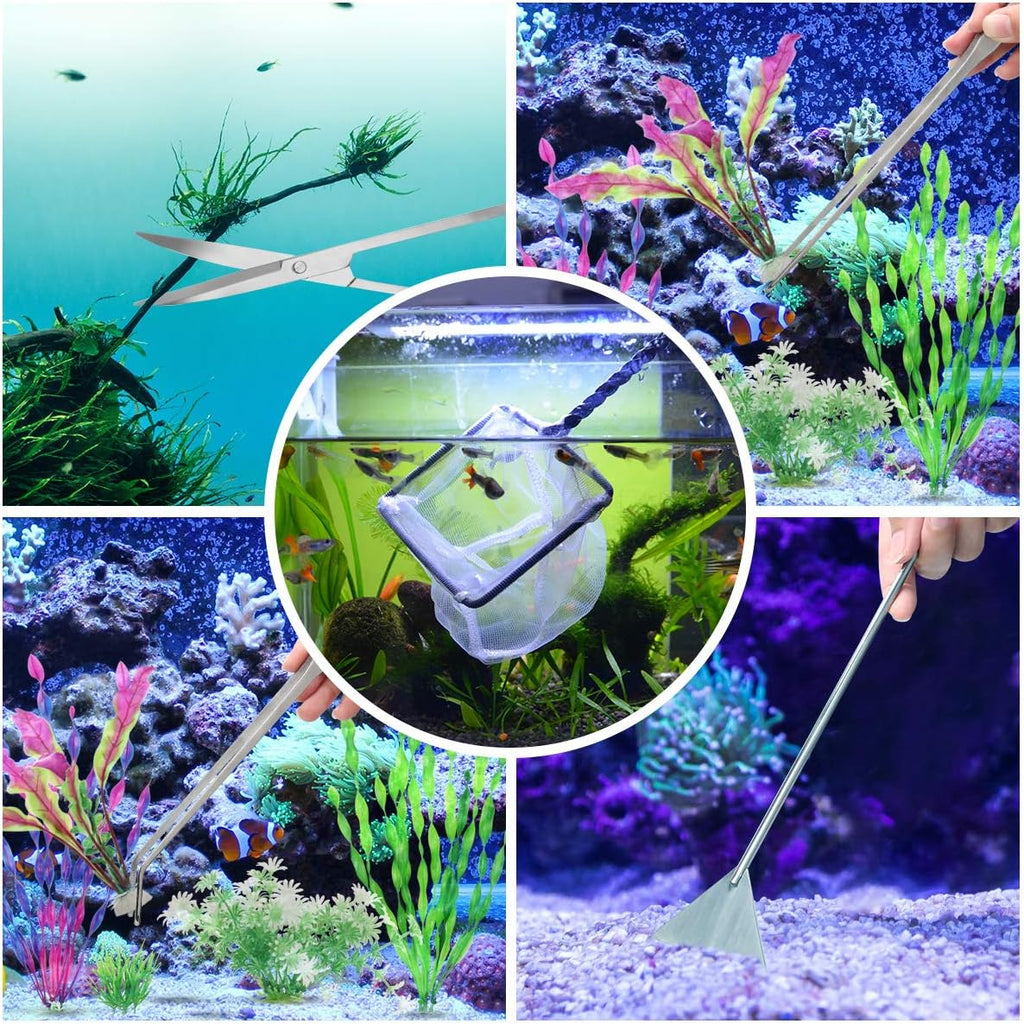 Extra Long Aquarium Aquascaping Tools Kit 8 in 1, Liveek Stainless Steel Aquarium Plant Tools Long Fish Tank Aquascape