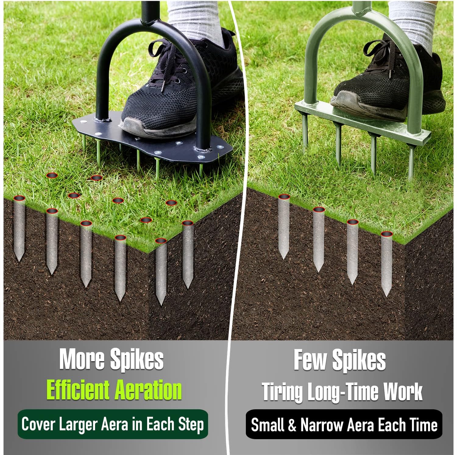 Lawn Aerator Tool, Updated 36" Spike Aerator Lawn Tool with Longer Spikes, Pre-Assembled Manual Grass Aerator for Lawn