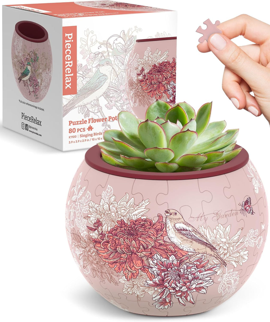 PieceRelax Unique 3D Puzzle Planter - 80 Plastic Pieces [K1100]