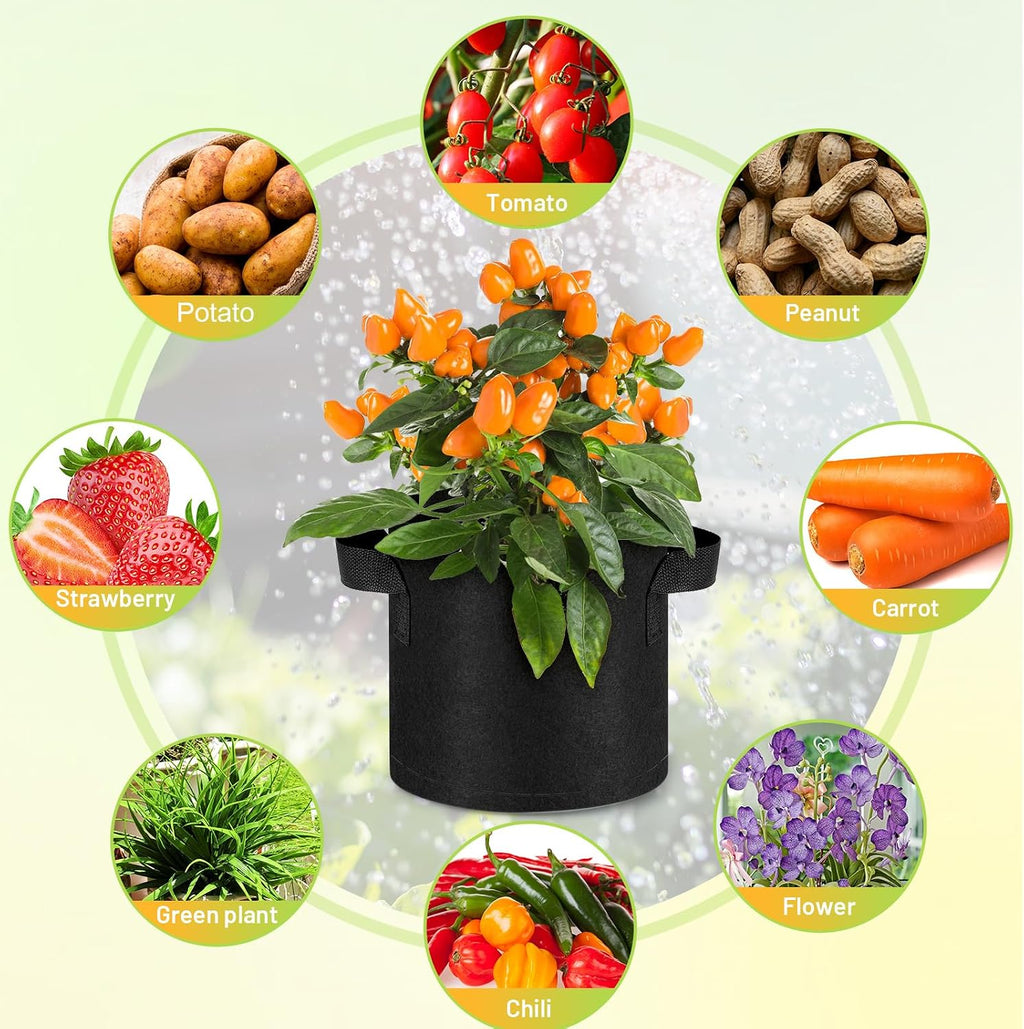 Nuanchu 36 Packs Grow Bags Bulk Aeration Fabric Pot with Handles Thickened Nonwoven Garden Bags to Healthy Root Growth