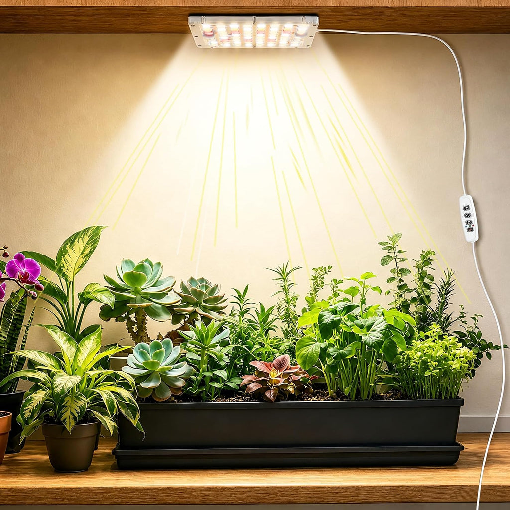 Under Shelf Grow Light, Compact Flat Corded Stick-On Plant Light with Timer