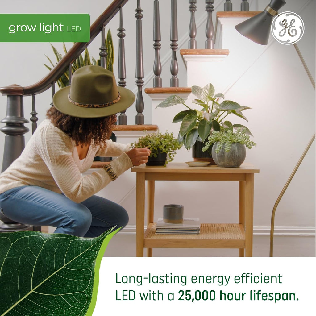 GE Grow Lights for Indoor Plants, A19 LED Light Bulbs for Flowers and Fruit with Advanced Red Light Spectrum, White