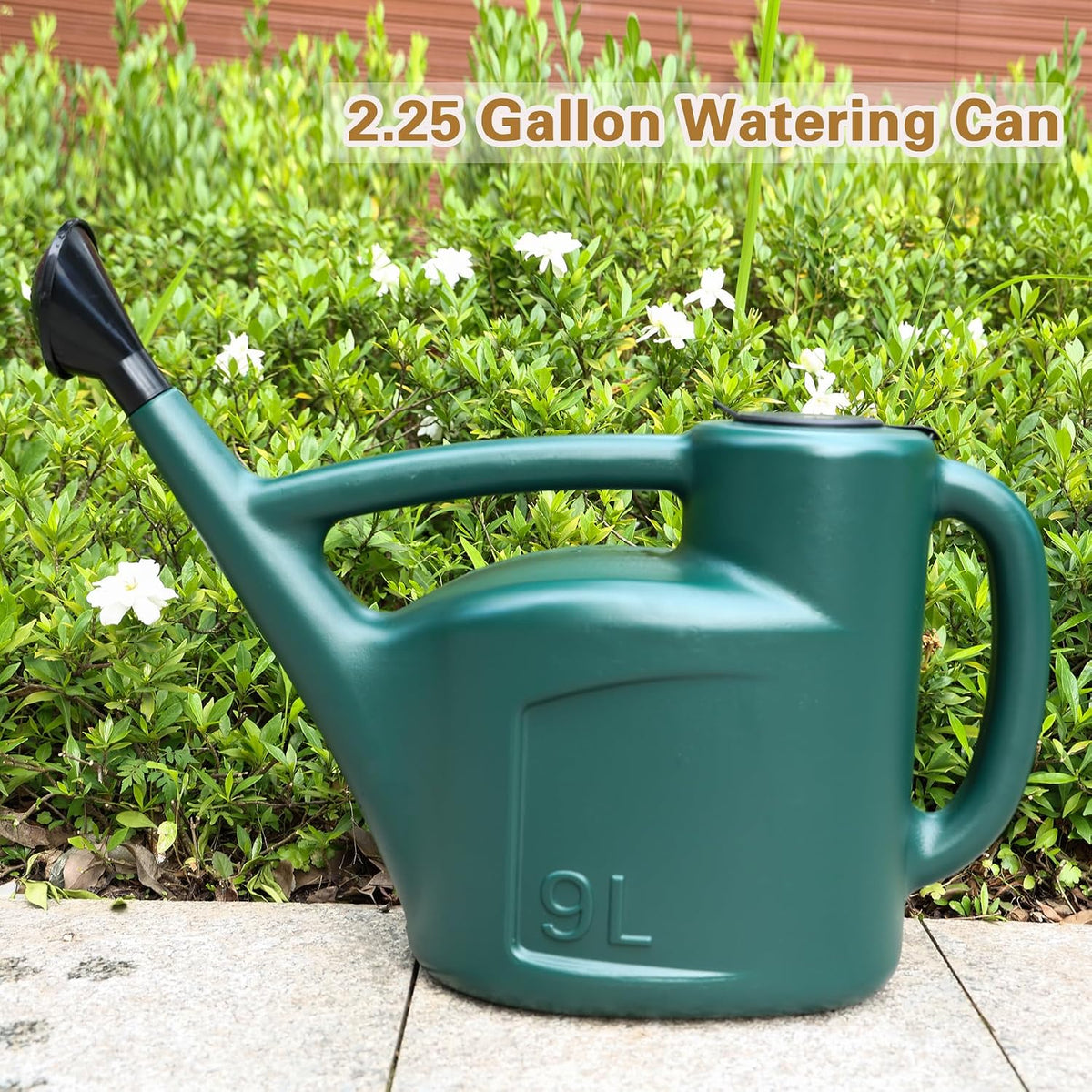 2+ Gallon Watering Can for Outdoor Plants,Large Garden Watering Can with Long Spout, Lid and Detachable Sprinkler Head