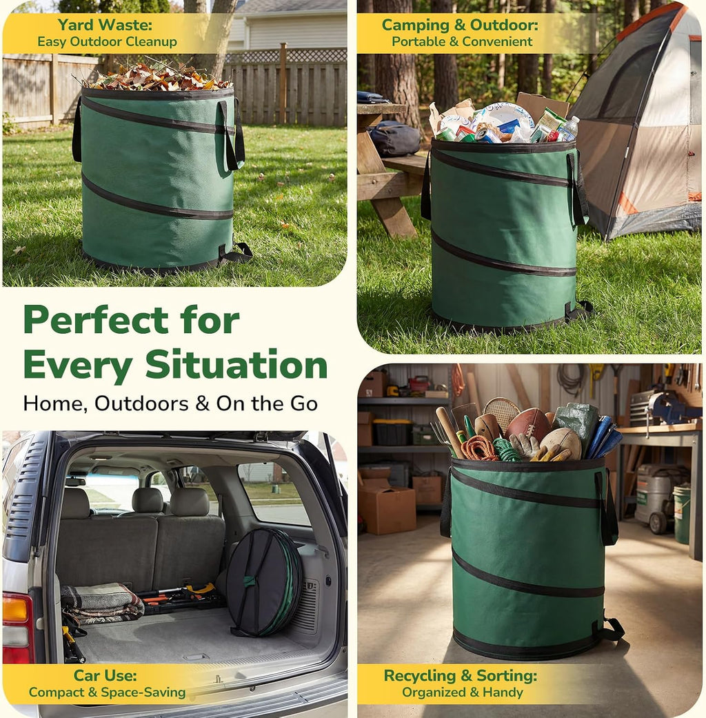 GreatBuddy Collapsible Trash Can 45 Gallon, Pop Up Yard Waste Bags, 600D Oxford Lawn and Leaf Bags with Drainage Holes