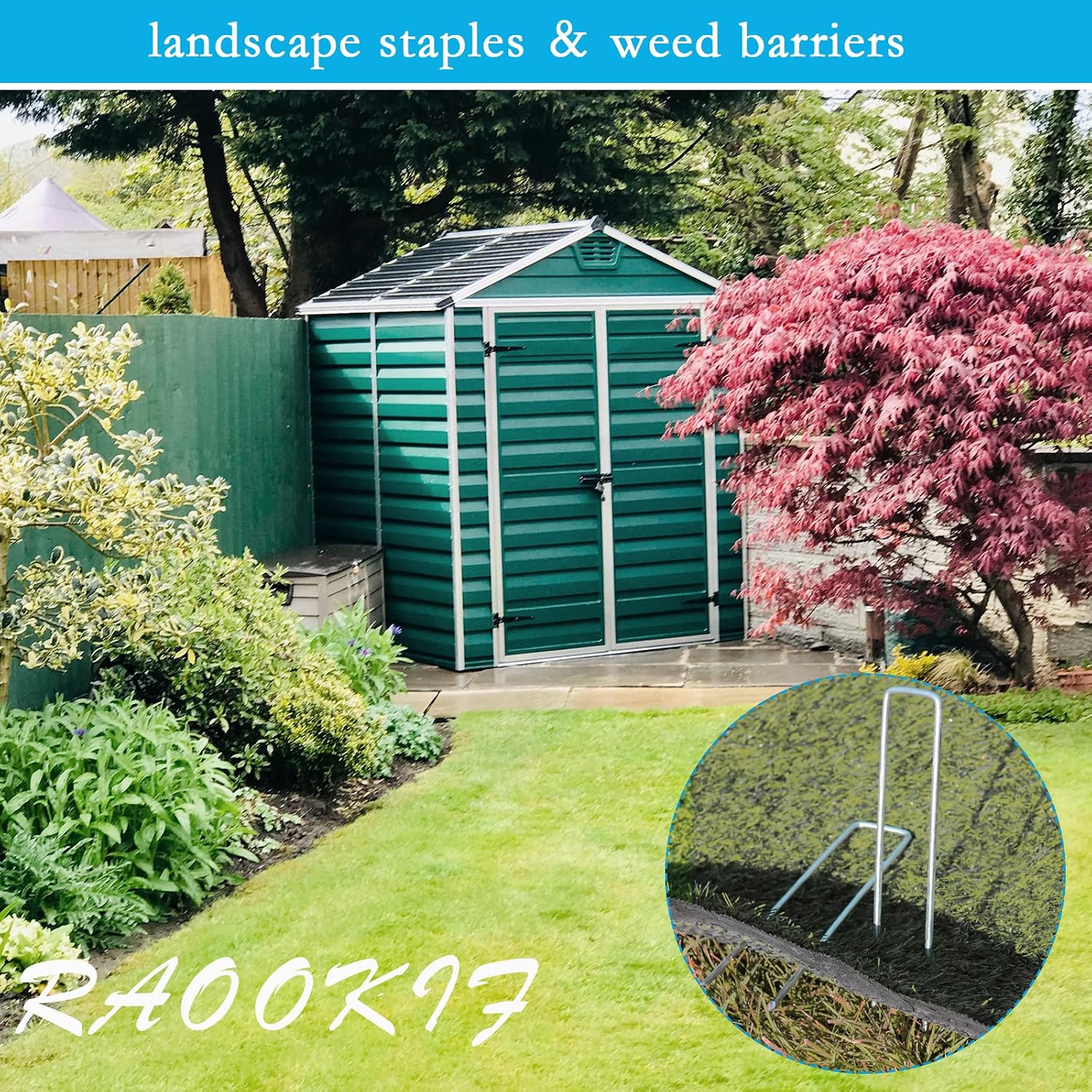 RAOOKIF 8 Inch Galvanized Garden Landscape Staples, 20/50/100/200Pcs Garden Metal Stakes, 11 Gauge Heavy Duty Ground