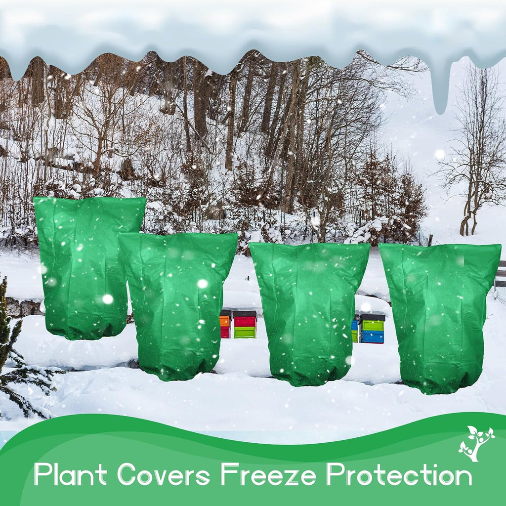 Windyun 4 Pcs Plant Covers Freeze Protection 47x40 Inch Winter Plant Protector Freeze Cover Shrub Frost Cloth with