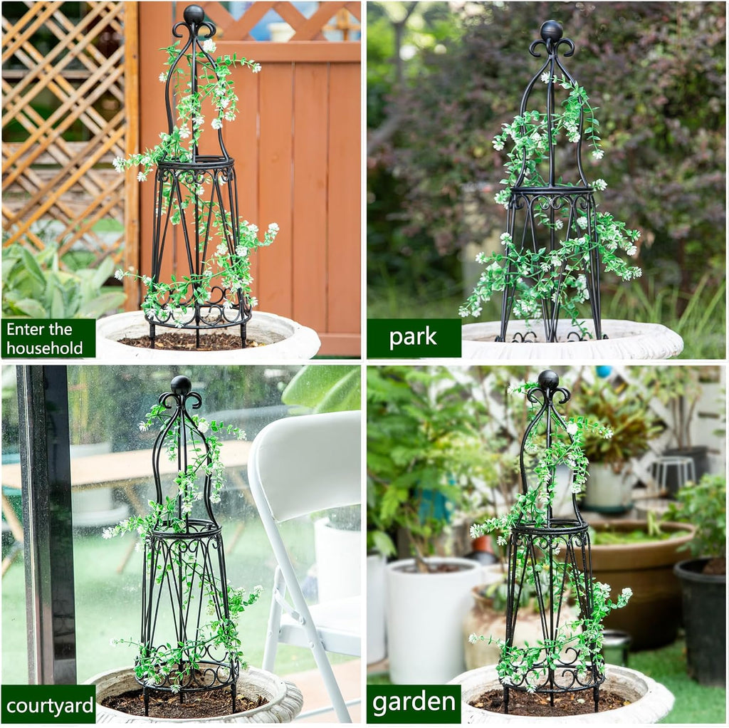 29.5" Obelisk Trellis for Indoor/Outdoor Potted Plants Support | Metal Trellis for Climbing Plants - Indoor/Outdoor