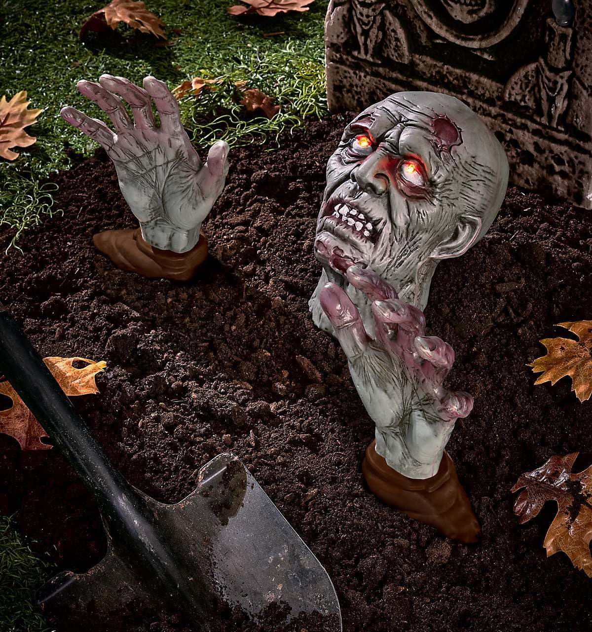Spirit Halloween Light-Up Ground Breaking Zombie Head