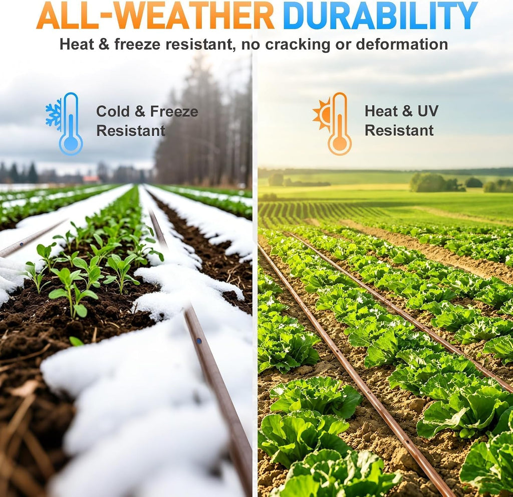 492FT 1/4" Drip Irrigation Tubing with 6" Emitter Spacing, Hydroponics Dripline Hose with Built-in 0.5 GPH Dripper Drip