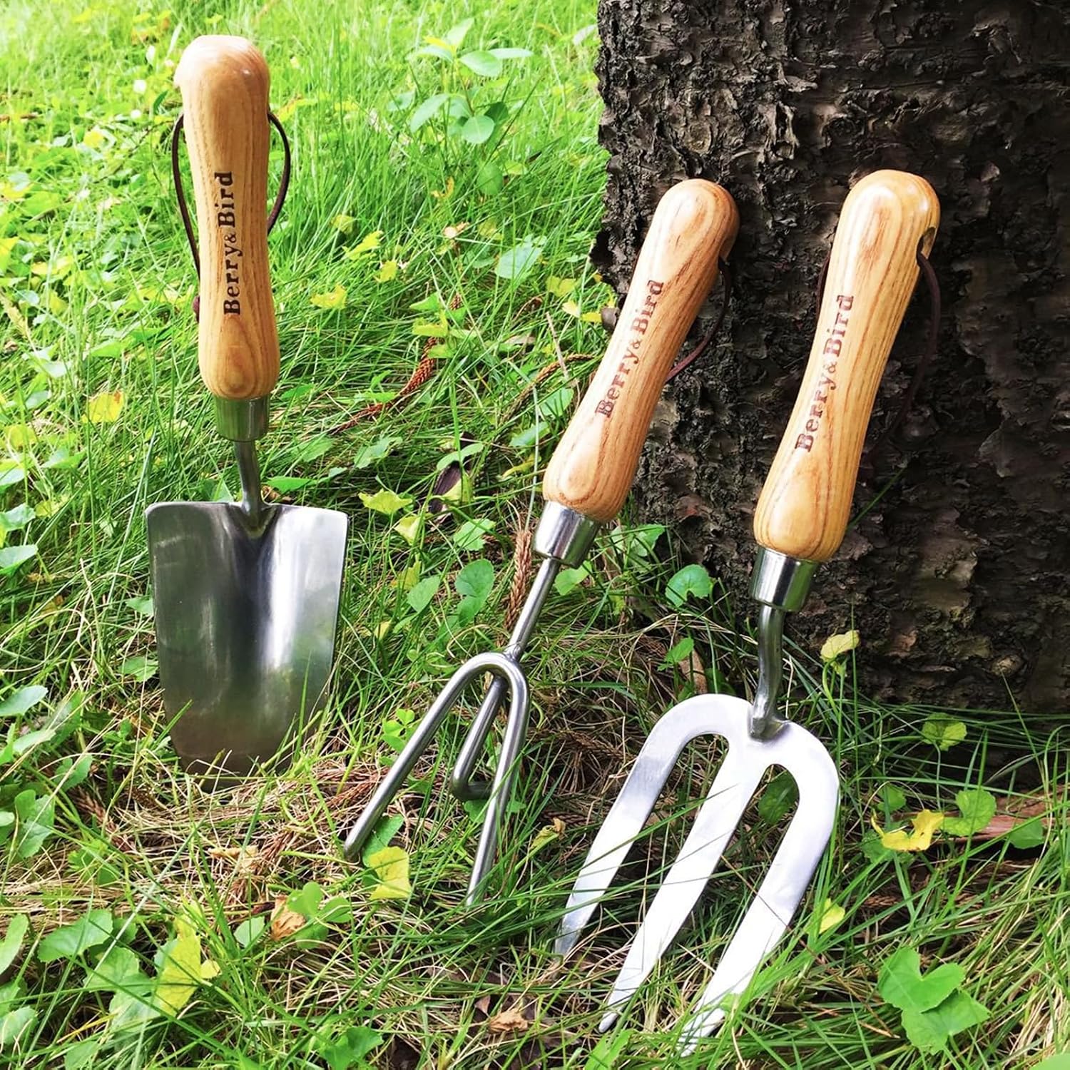 Berry&Bird Garden Tool Set 3 Pieces Stainless Steel Heavy Duty Garden Sets | Gardening Kit Include Hand Trowel Hand