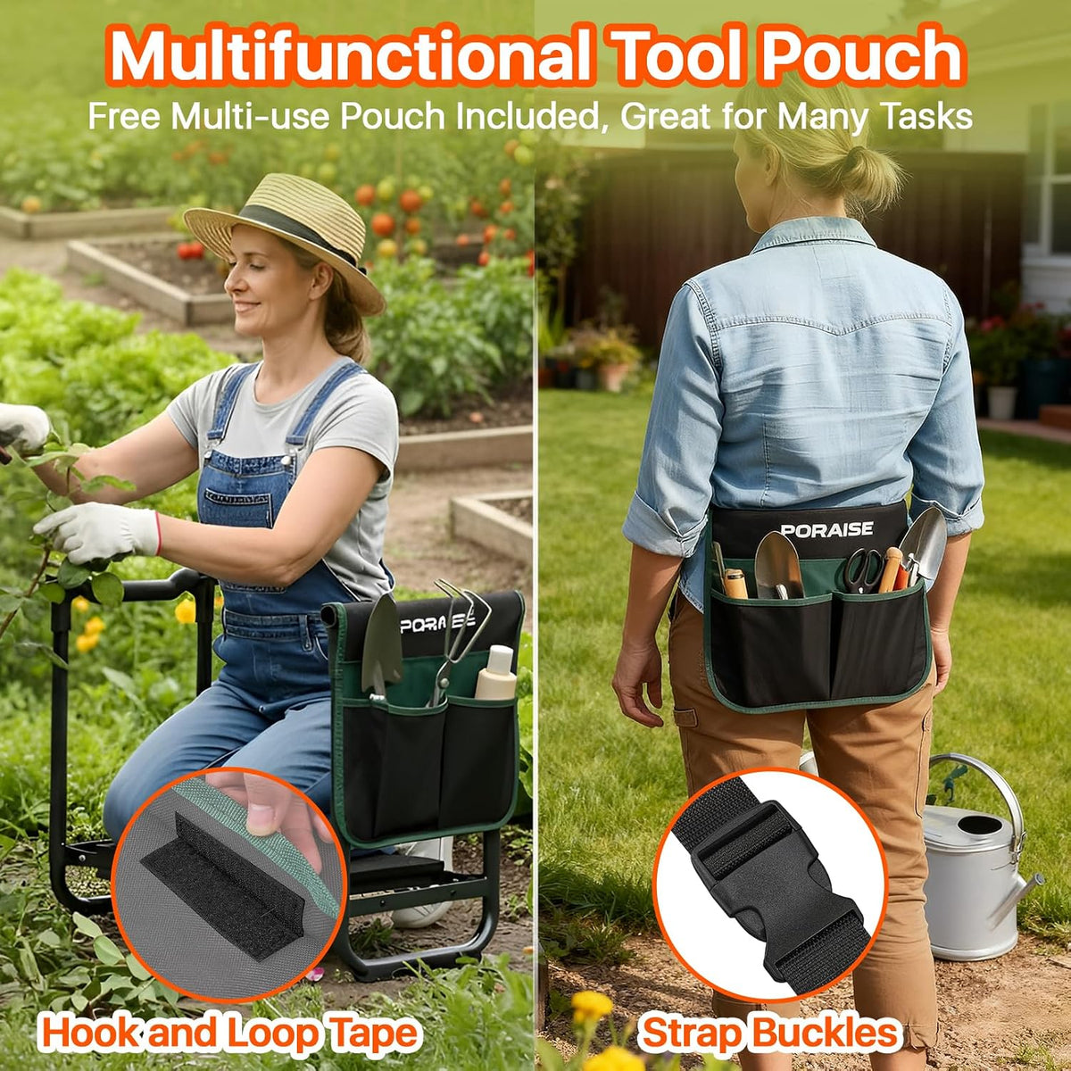 Garden Kneeler and Seat Heavy Duty, Wider and Thicker Kneeling Pad Stool | Foldable Gardening Kneeling Stool with 2
