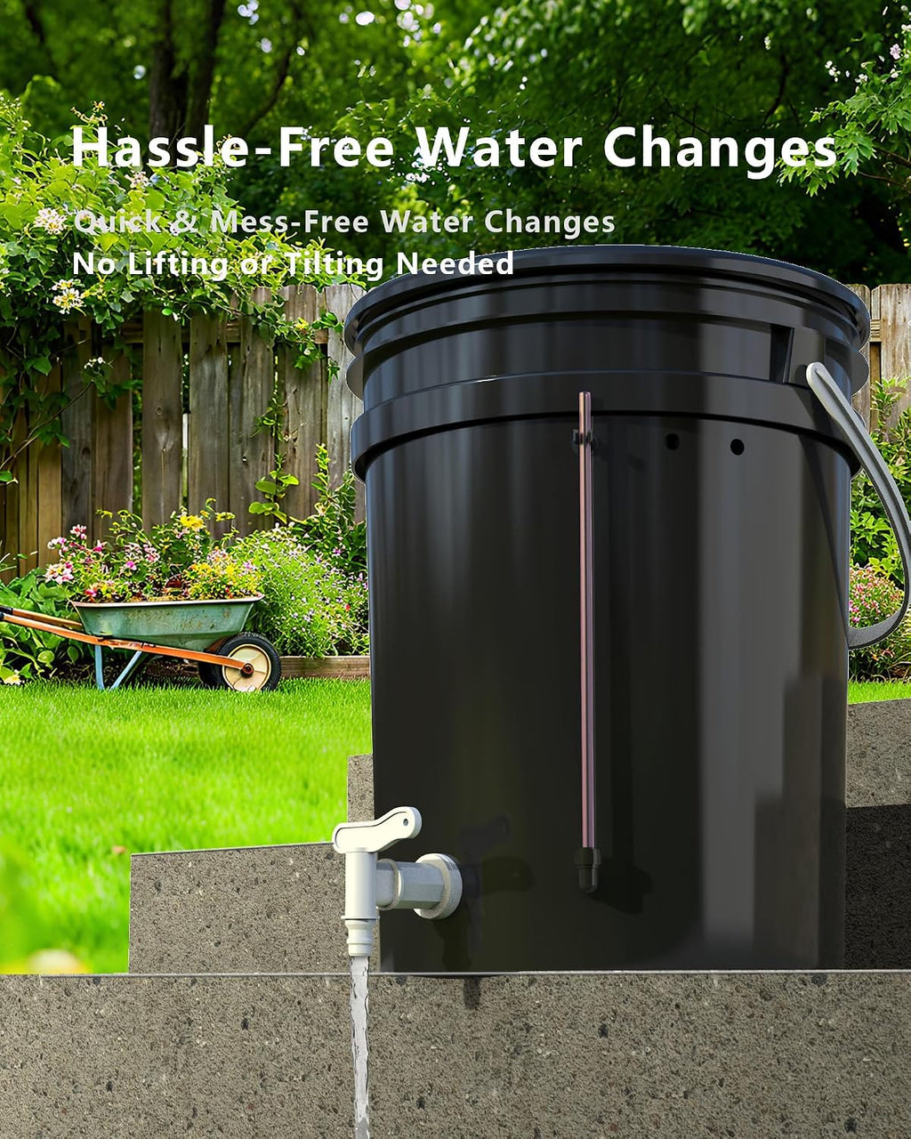 2 Buckets 5 Gallon DWC Hydroponic System, Built-in Drain Tap, Top Drip Kit with 12W 4-Outlet Air Pump, Rockwool, Clay
