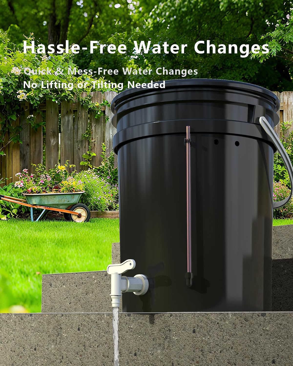 2 Buckets 5 Gallon DWC Hydroponic System, Built-in Drain Tap, Top Drip Kit with 12W 4-Outlet Air Pump, Rockwool, Clay
