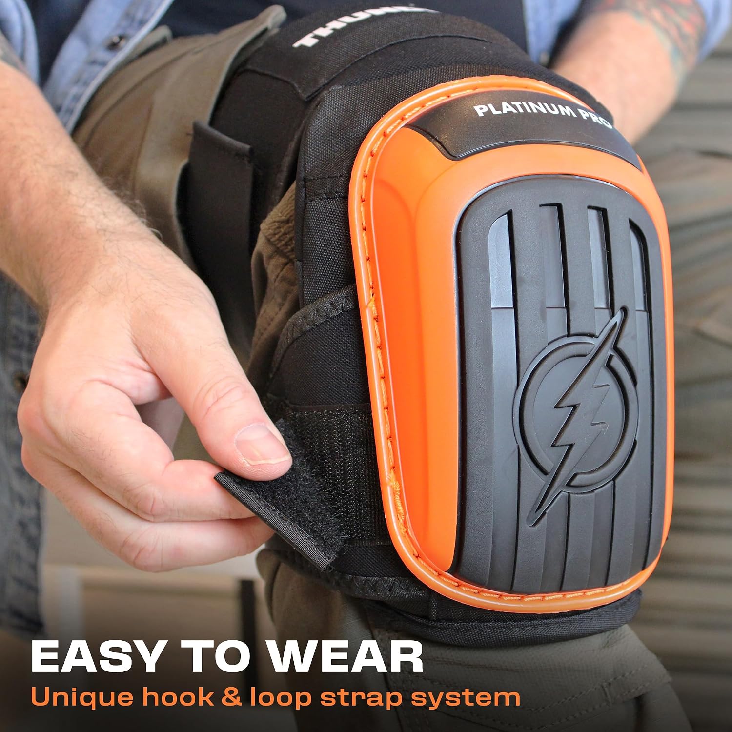 Thunderbolt Knee Pads for Men Construction Knee Pads for Work for Men and Women with Double Gel for Gardening Flooring