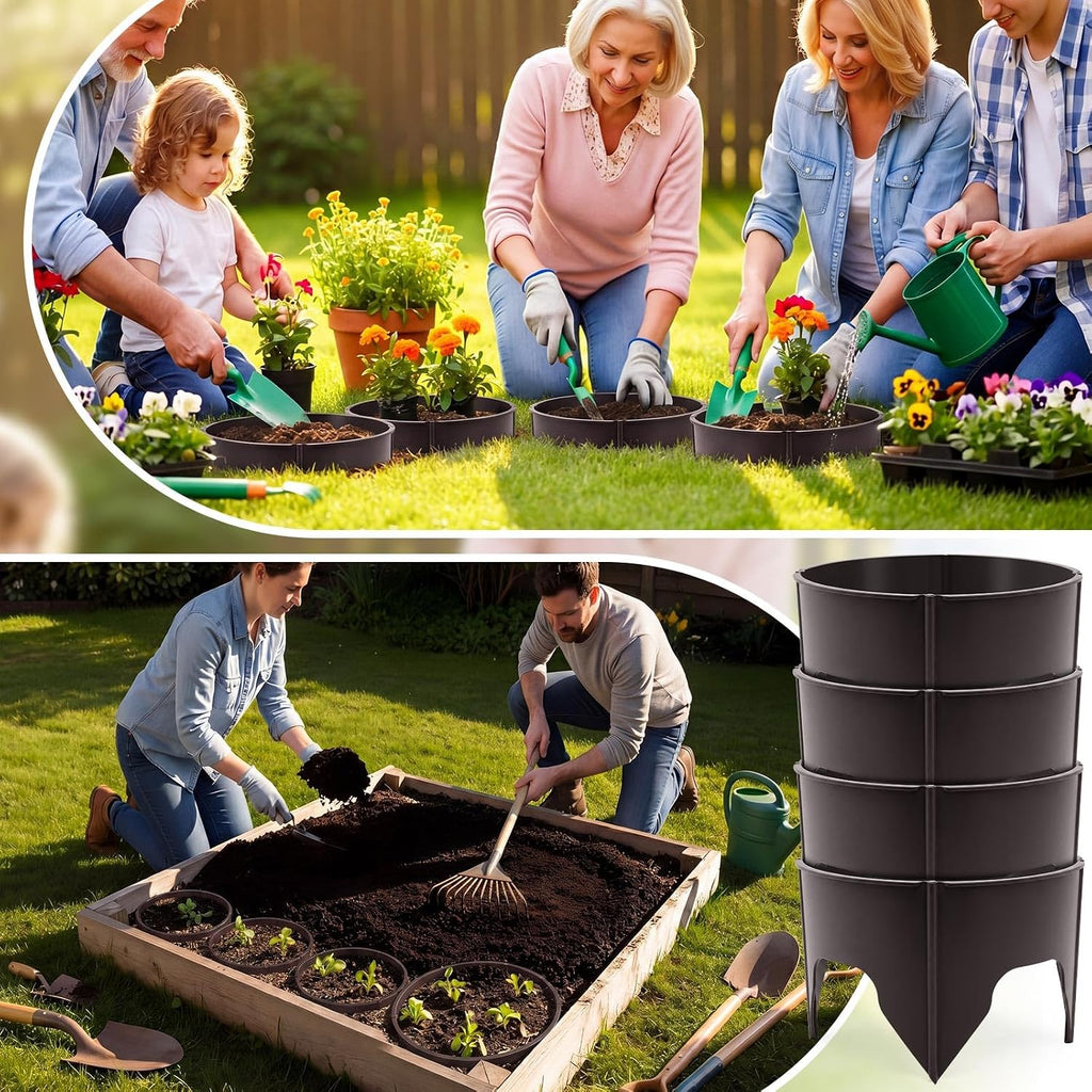 50 Pcs Planting Grow Rings, Diameter Range 8.2-15.7 Inches, Adjustable Interlocking Plant Support Rings with Mallet