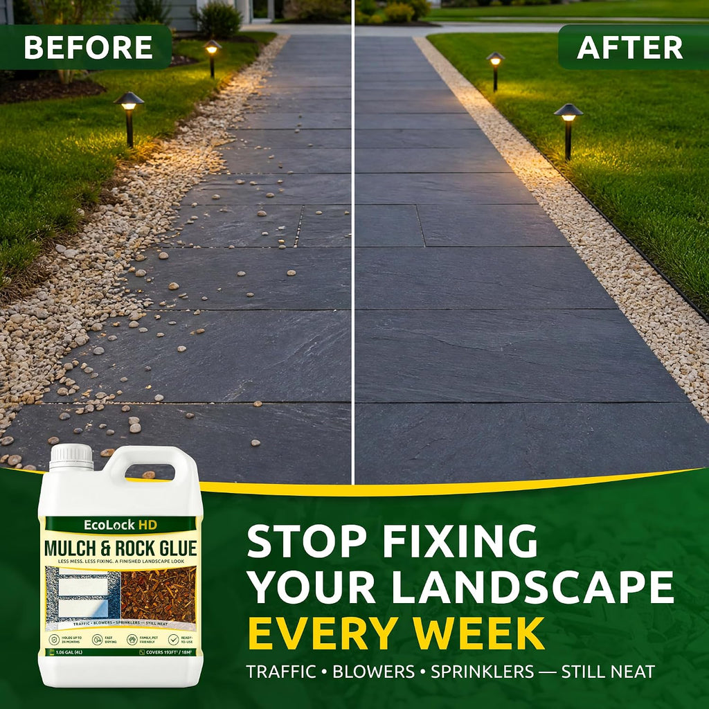 Rock & Mulch Glue for Landscaping Sprayer, Gravel Stabilizer 1 Gal | Outdoor Pea Gravel Glue, Fast-Drying, Garden & Pet