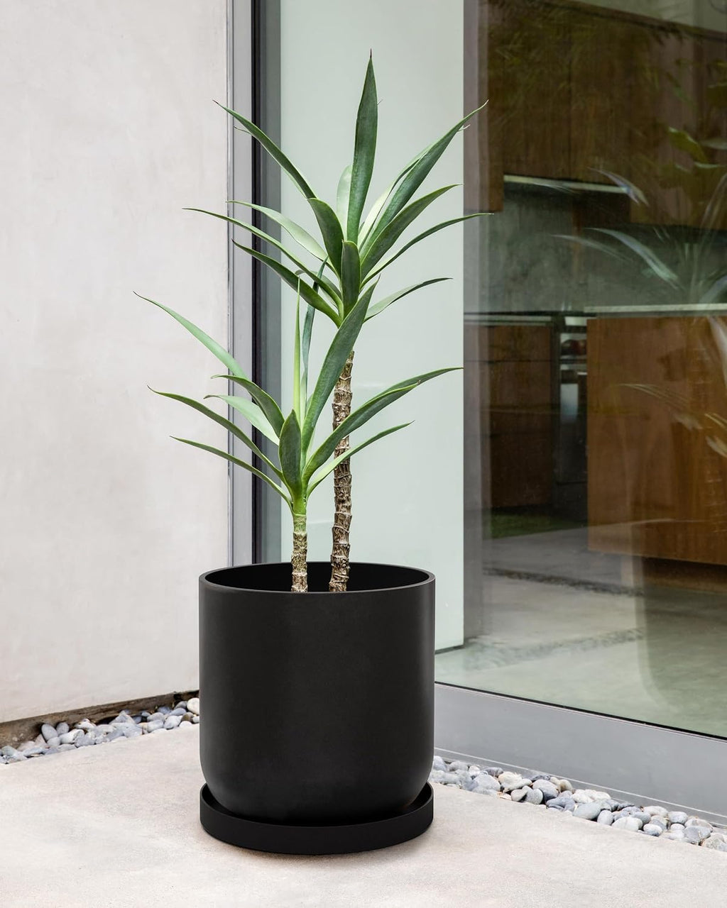 Veradek Mason Series Lima Planter - Round Planter for Indoor or Outdoor Porch/Garden | Made from Plastic-Stone