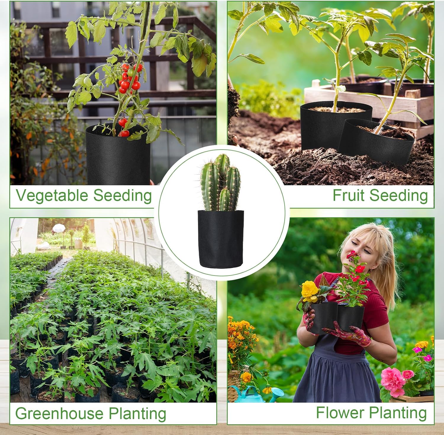 20 Pcs 1/2 Gallon Aeration Fabric Pot Plant Grow Bag Small Grow Bags for Seed Starting Soil Transplant Home Garden