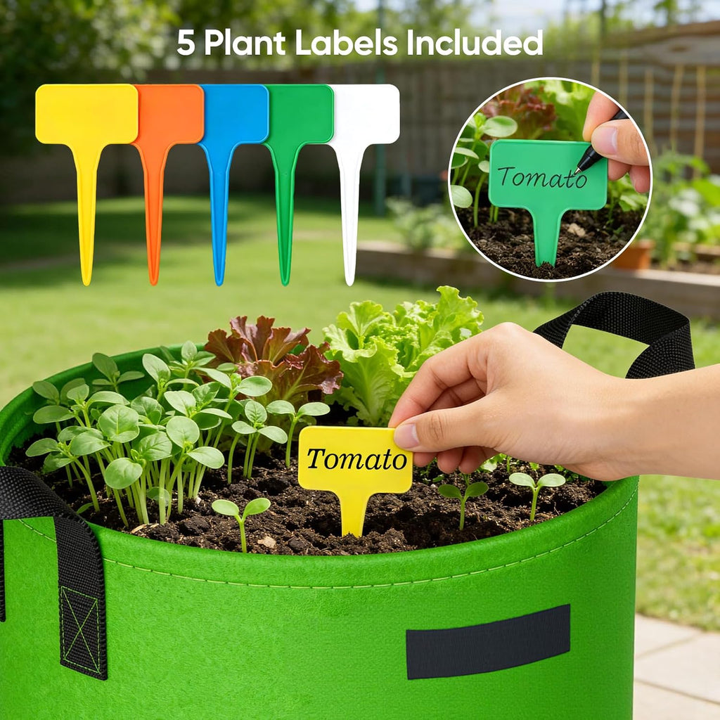 20 Gallon Potato Grow Bags: 5 Pack Colorful Gardening Supplies Fabric Pots | Clear Harvest Window & Durable Handles
