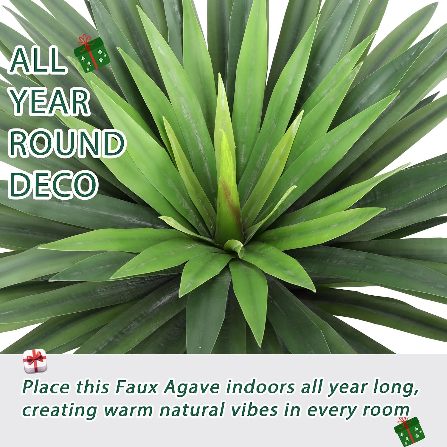 Artificial Agave Plant 30 Inches Wide Large Faux Agave Plant with 126 Realistic Leaves in Pot Fake Greenery Plants for