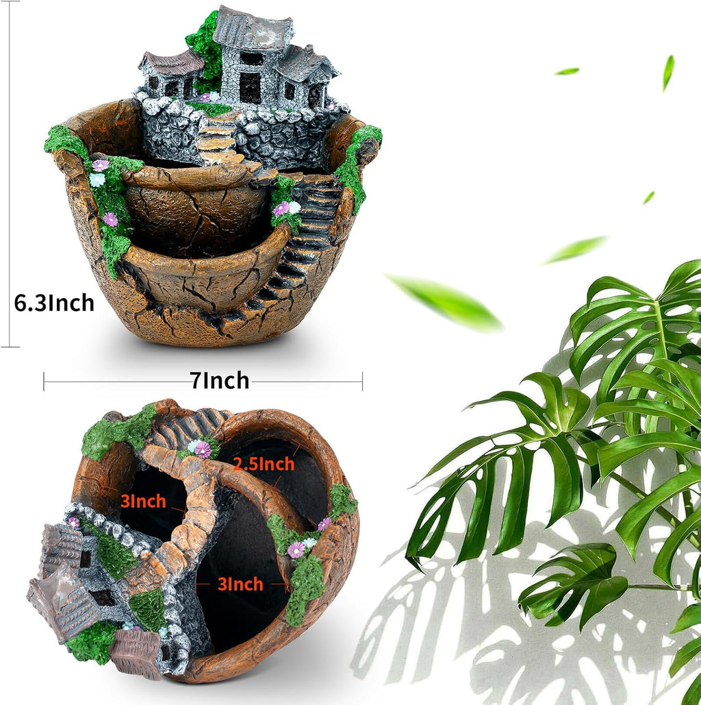 goldblue Fairy Garden Planter Plants Pot Tiny Creative Flowers Succulent Plants Fairy House Pot Holders Hanging Garden