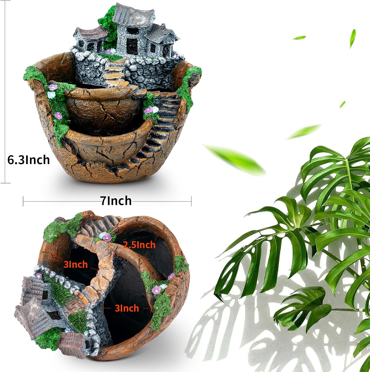 goldblue Fairy Garden Planter Plants Pot Tiny Creative Flowers Succulent Plants Fairy House Pot Holders Hanging Garden