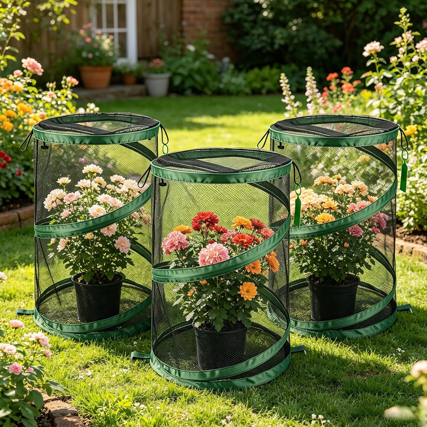 3Pcs Pop Up Plant Covers from Animals-20"x14" Foldable Mesh Plant Protector | Plant Tent Cover, Garden Insect Barrier